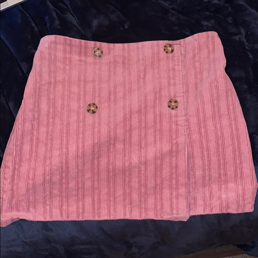 Pink corduroy mini skirt